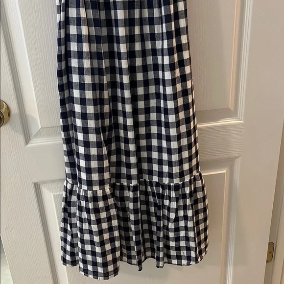 Old Navy Blue Checkered Midi Dress with Ruffle Sleeves - Picture 5 of 8